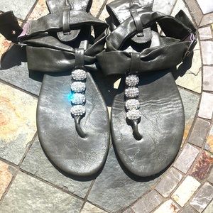 Grey rhinestone embellished sandals beautiful